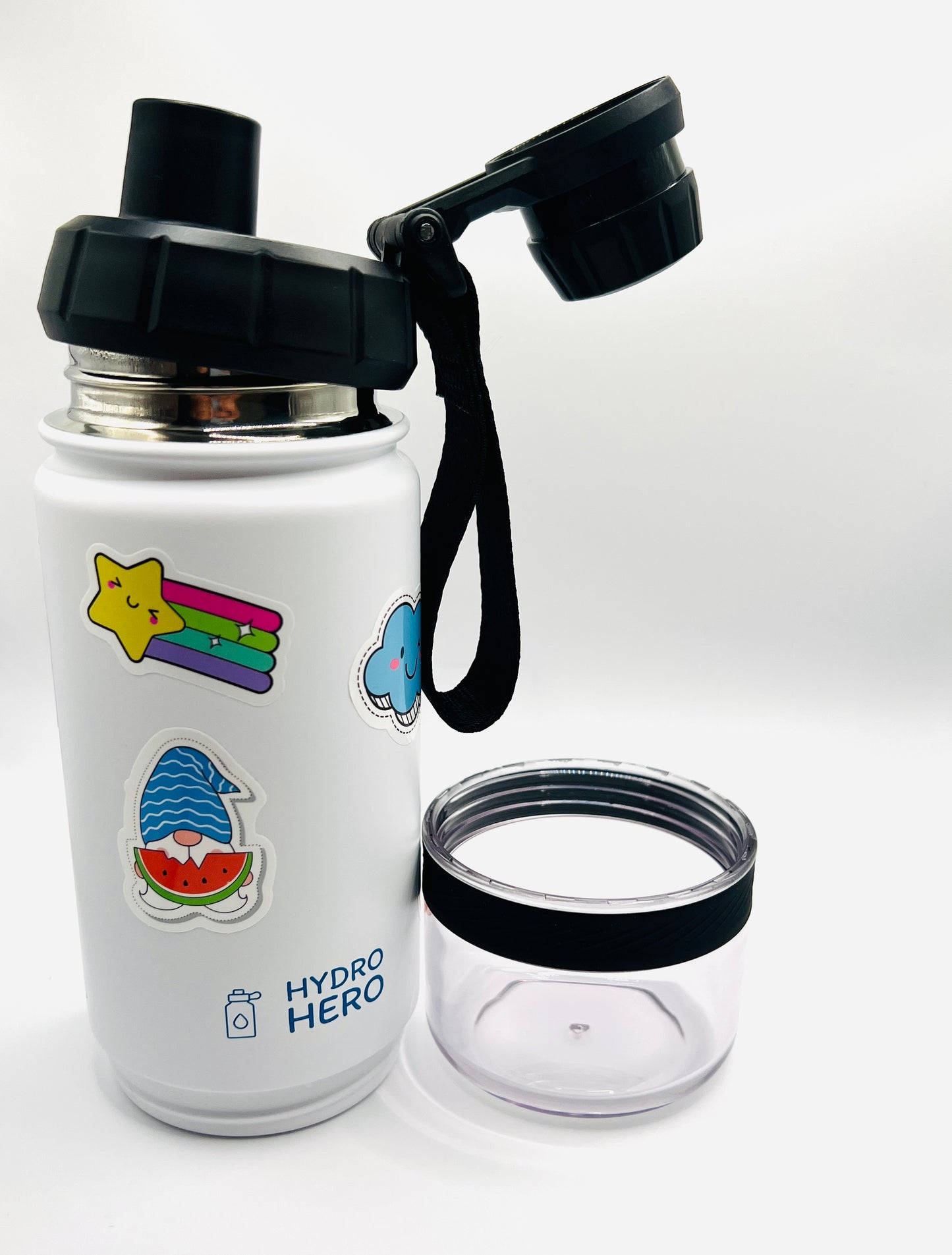 Hydro Hero - Edelstahl Trinkflasche mit Snackbehälter für Kinder