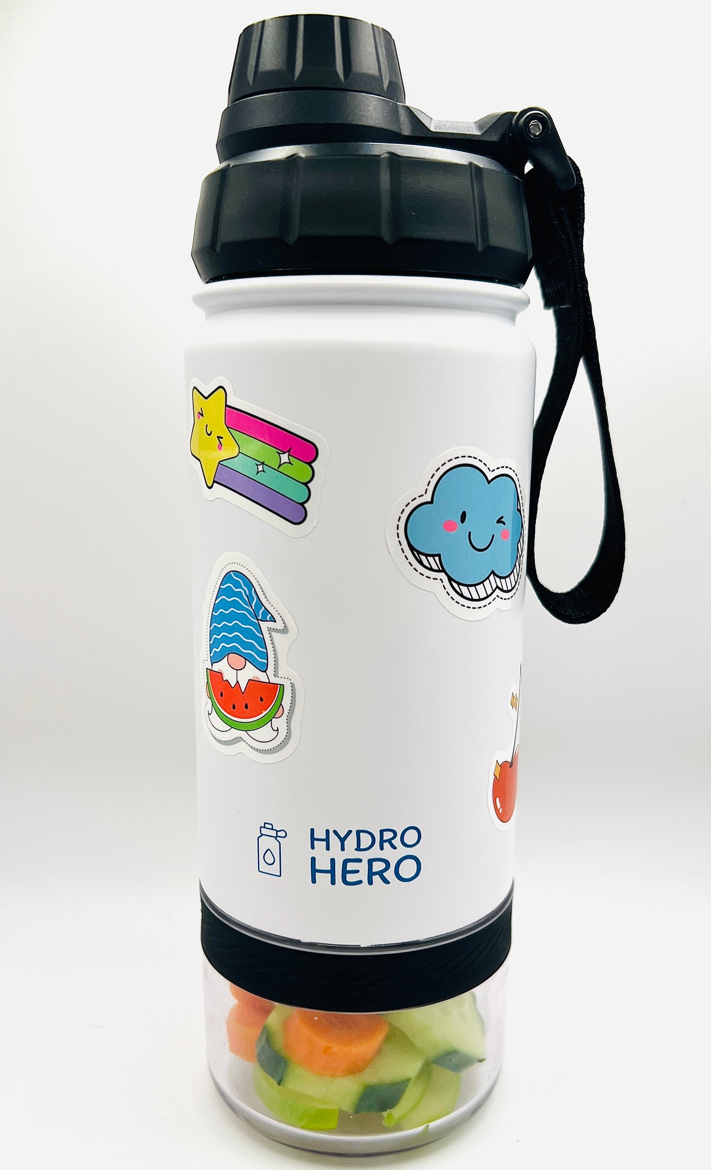 Hydro Hero - Edelstahl Trinkflasche mit Snackbehälter für Kinder