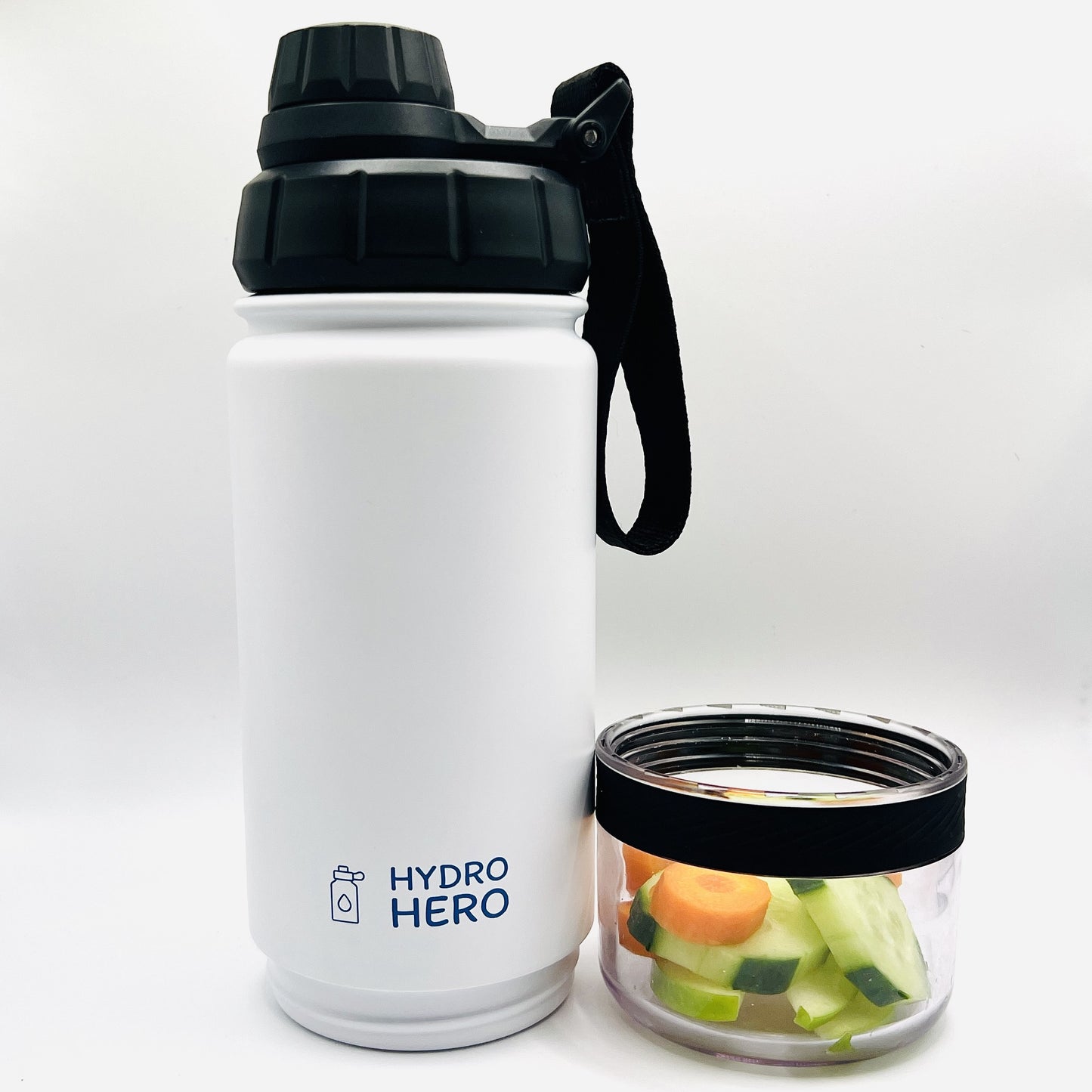 Hydro Hero - Edelstahl Trinkflasche mit Snackbehälter für Kinder